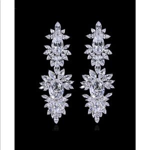 White Crystal Chandelier Earrings